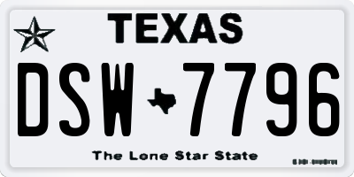 TX license plate DSW7796