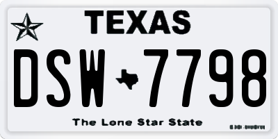 TX license plate DSW7798