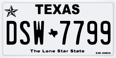 TX license plate DSW7799