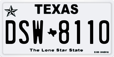 TX license plate DSW8110