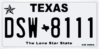 TX license plate DSW8111