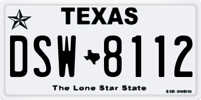 TX license plate DSW8112
