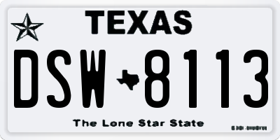 TX license plate DSW8113
