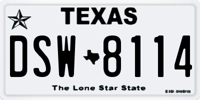 TX license plate DSW8114