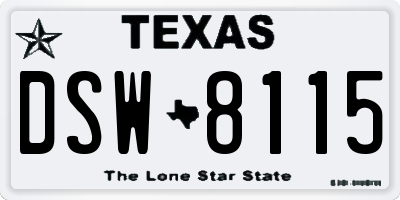 TX license plate DSW8115