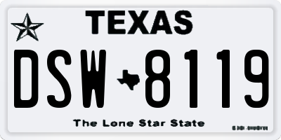 TX license plate DSW8119