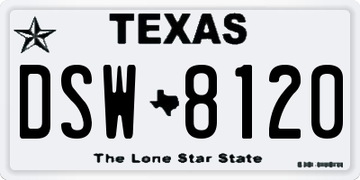 TX license plate DSW8120