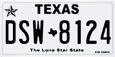 TX license plate DSW8124