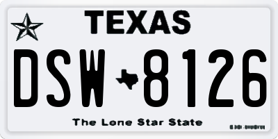 TX license plate DSW8126