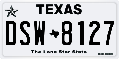 TX license plate DSW8127