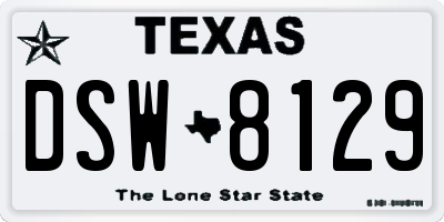 TX license plate DSW8129