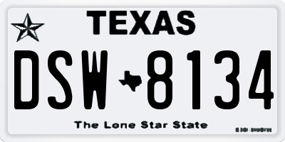 TX license plate DSW8134