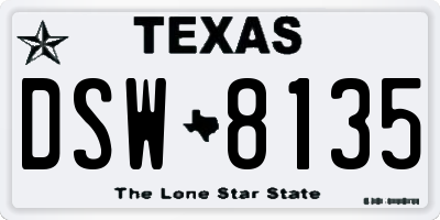 TX license plate DSW8135