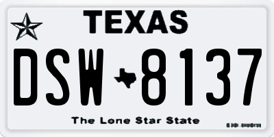 TX license plate DSW8137