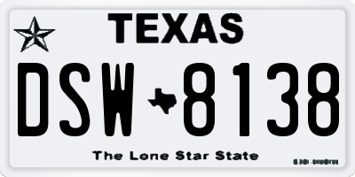 TX license plate DSW8138