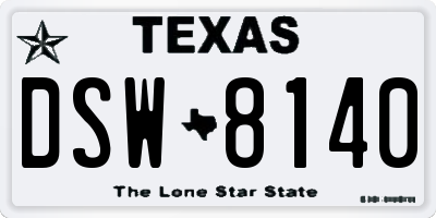 TX license plate DSW8140