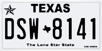 TX license plate DSW8141