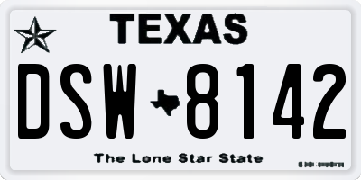 TX license plate DSW8142