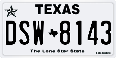 TX license plate DSW8143