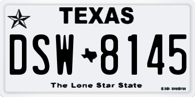 TX license plate DSW8145