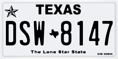 TX license plate DSW8147