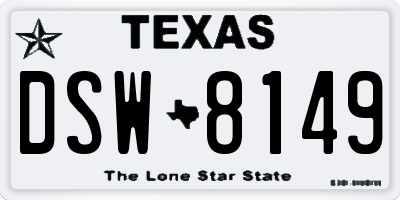 TX license plate DSW8149