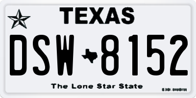 TX license plate DSW8152