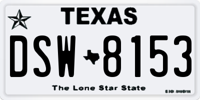 TX license plate DSW8153