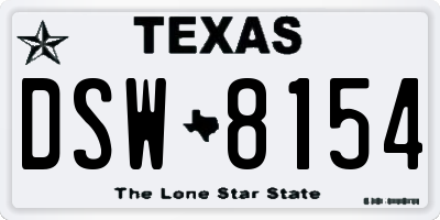 TX license plate DSW8154
