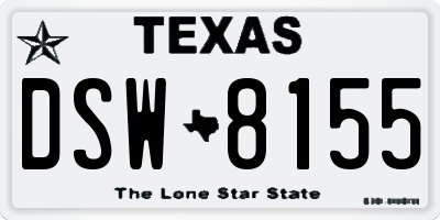 TX license plate DSW8155