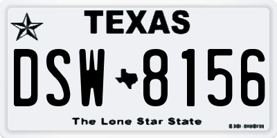 TX license plate DSW8156