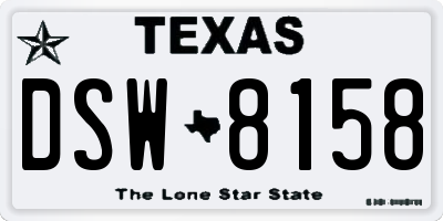 TX license plate DSW8158
