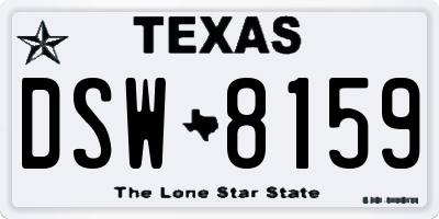 TX license plate DSW8159