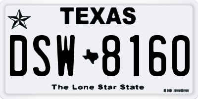TX license plate DSW8160