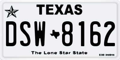 TX license plate DSW8162