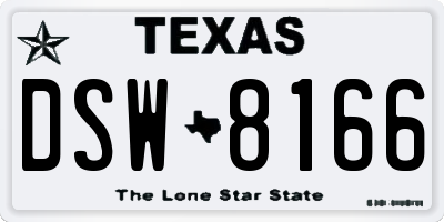 TX license plate DSW8166