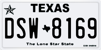 TX license plate DSW8169