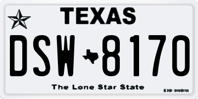 TX license plate DSW8170