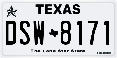 TX license plate DSW8171