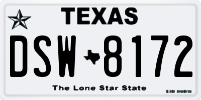 TX license plate DSW8172