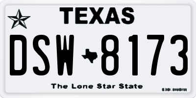 TX license plate DSW8173