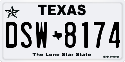 TX license plate DSW8174