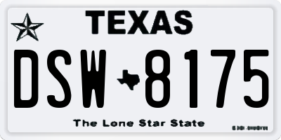 TX license plate DSW8175