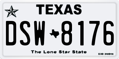TX license plate DSW8176