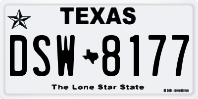 TX license plate DSW8177