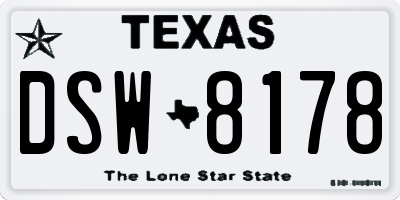 TX license plate DSW8178