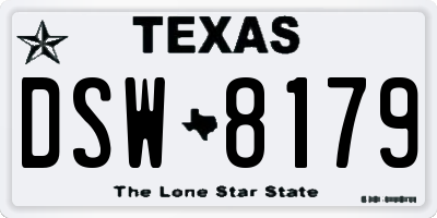 TX license plate DSW8179