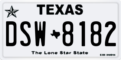 TX license plate DSW8182