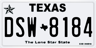 TX license plate DSW8184