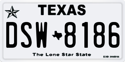 TX license plate DSW8186
